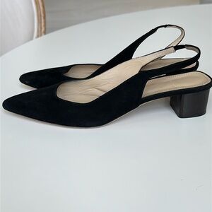THEORY Black Block Heel Slingback in Suede 41 / US 10